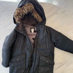 Baby Gap - Kids black puffer coat with fur lined hood